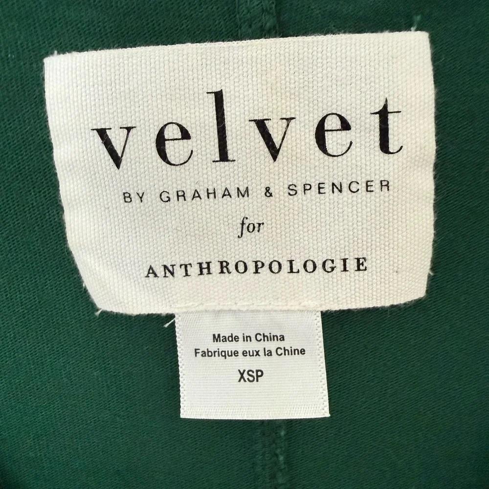 Anthropologie Velvet by Graham Spencer Green Puff Sleeve Dress - Picture 4 of 5